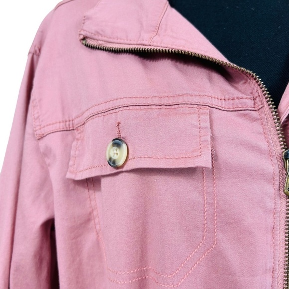Cactus & Pearl New Dusty Rose Cotton Full Zip Anorak Utility Jacket Size M - Picture 6 of 9